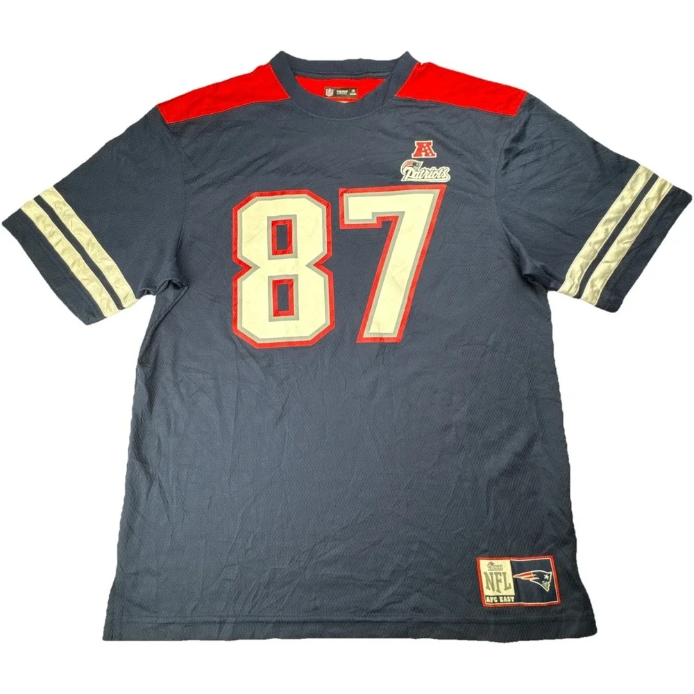 NFL Team Apparel Rob Gronkowski Patriots 87 Jersey Shirt Large Blue Red L‎